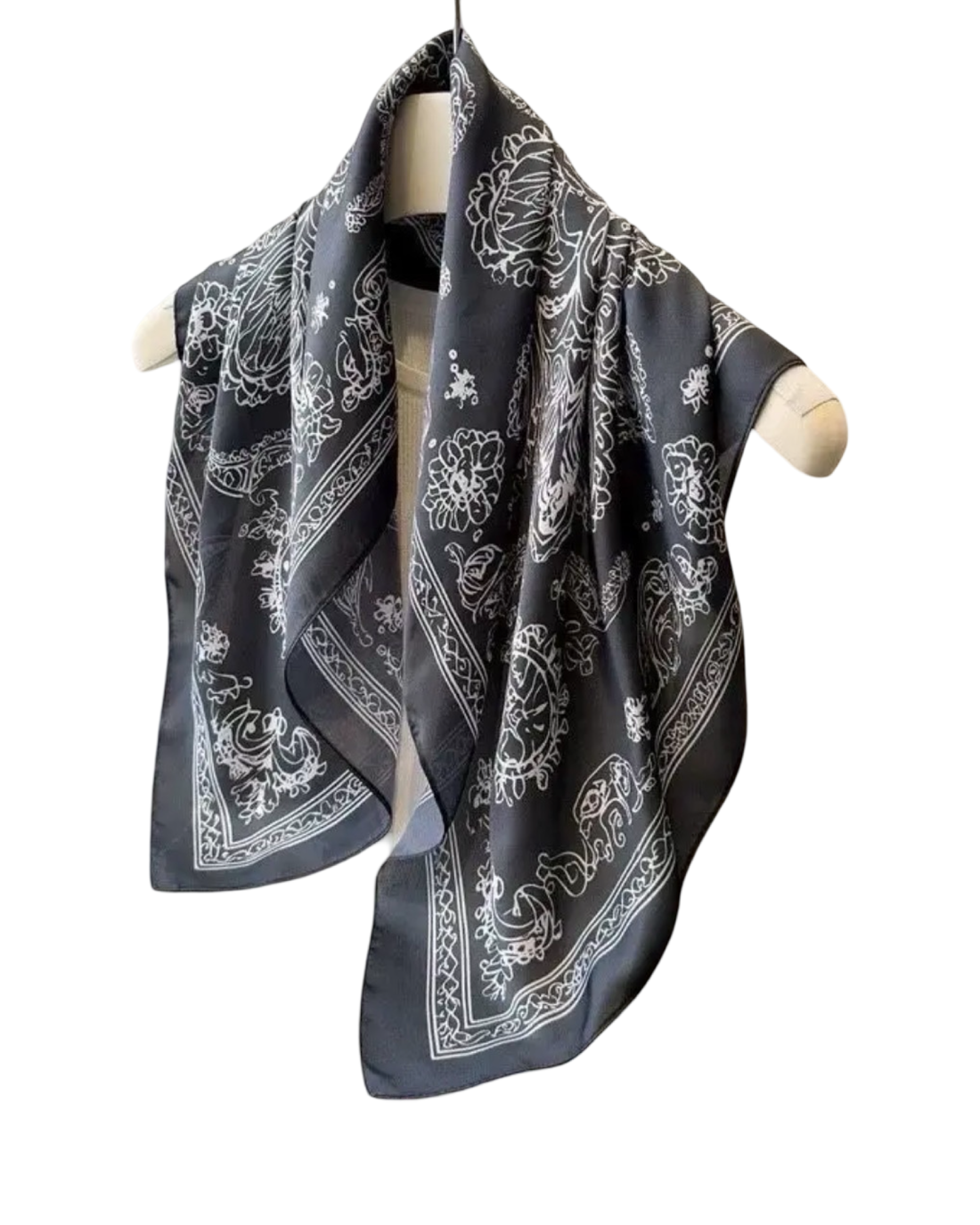 Silky Bandana Scarf in Off Black