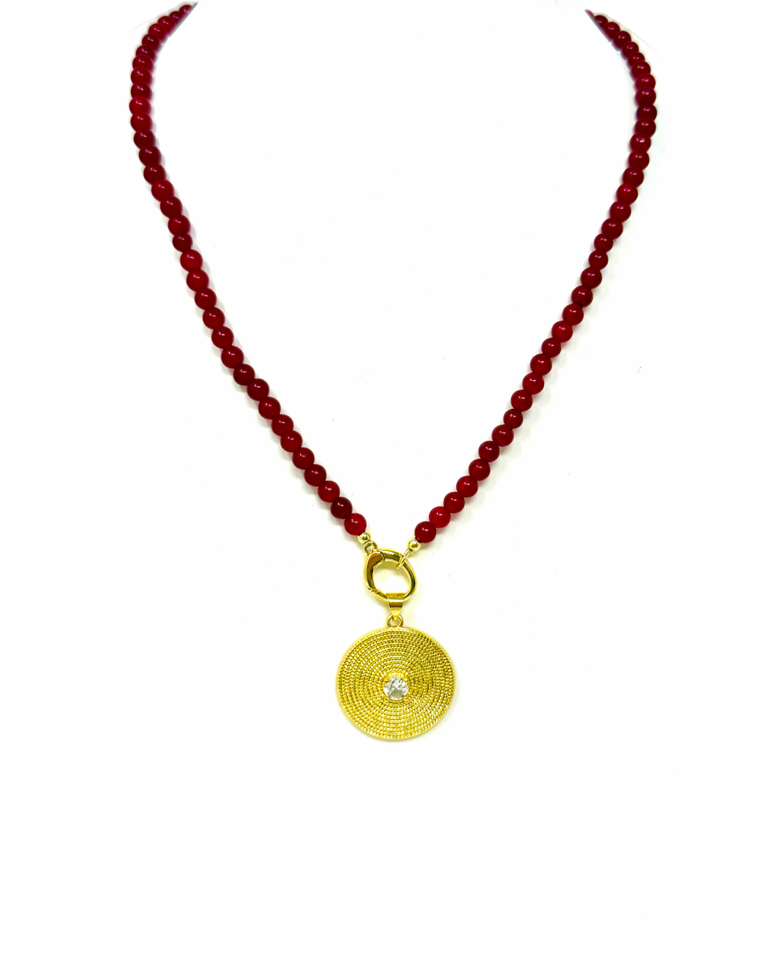 Mini Beaded Necklace with Charm Clip in Berry