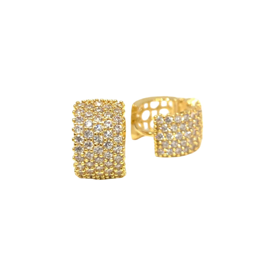 Ada Small Pave Huggie in Gold