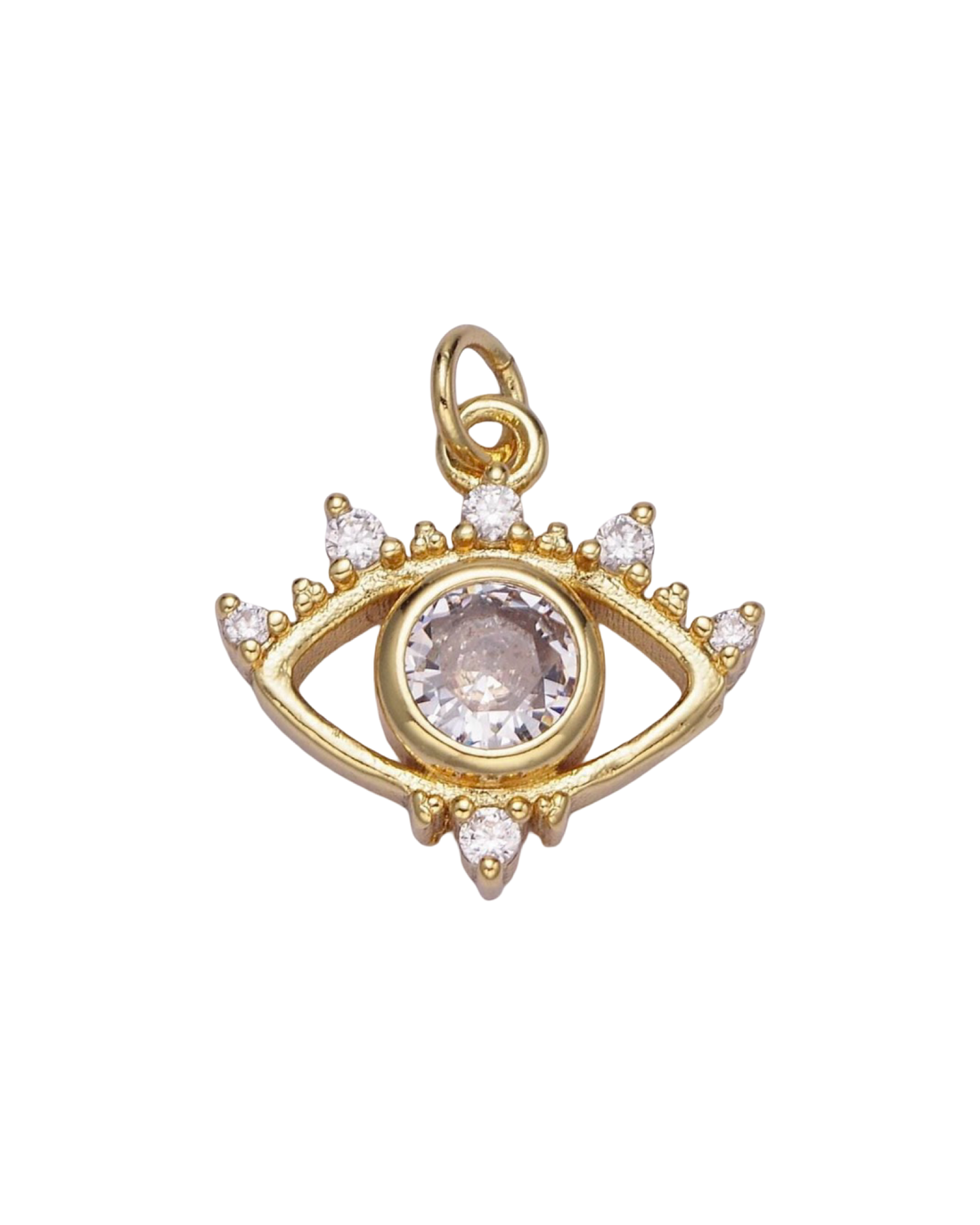 CZ Open Evil Eye Charm in Gold