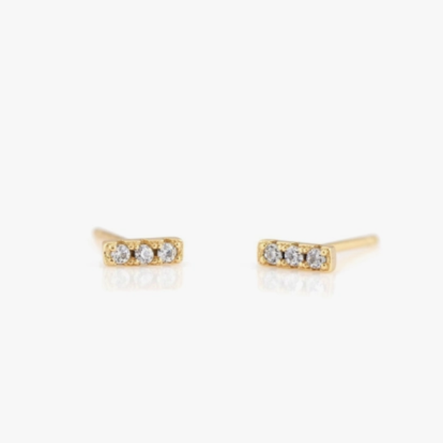 KN Bar Dash Crystal Earrings in Gold