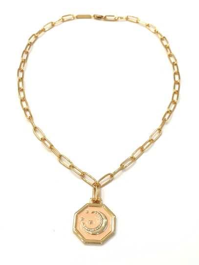 Luna Pendant Necklace in Peach