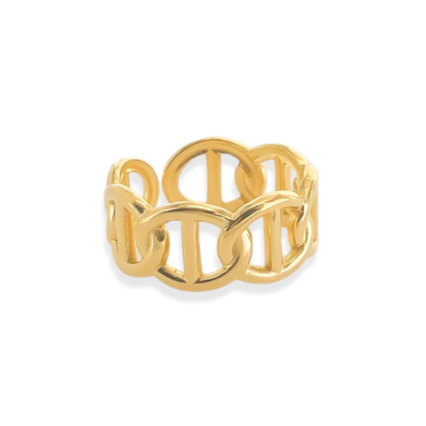 Mariner Link Adjustable Ring in Gold