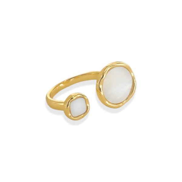 Double Mother of Pearl Ring in Gold
