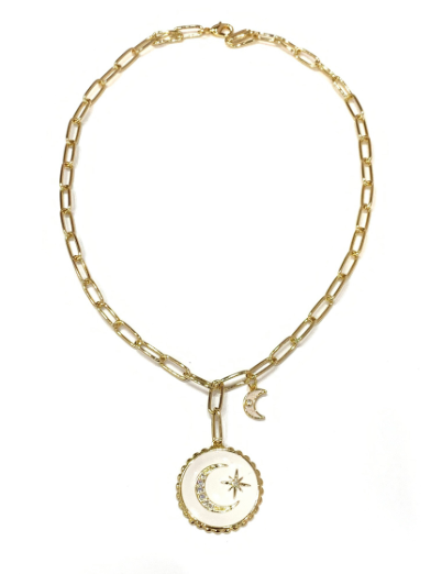 Phoebe Medallion Necklace in White