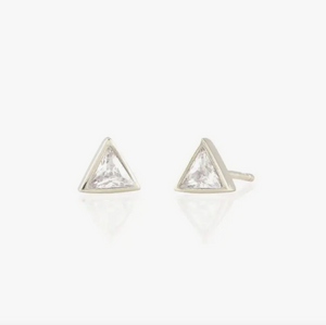 KN Triangle Bezel Crystal Studs in Silver