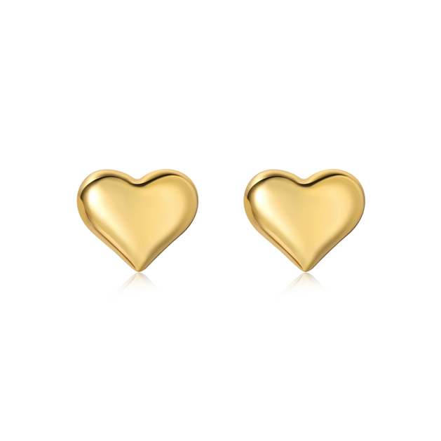 Puffy Heart Earrings in Gold