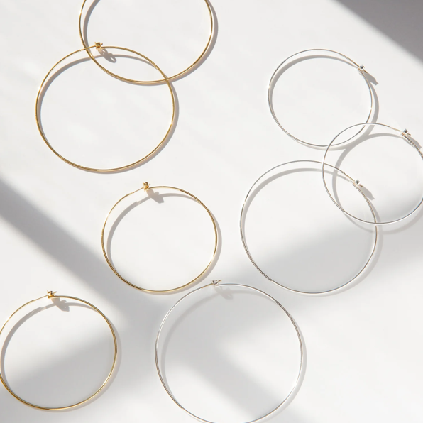 Large Thin 2.5" Hoop Earrings in Silver