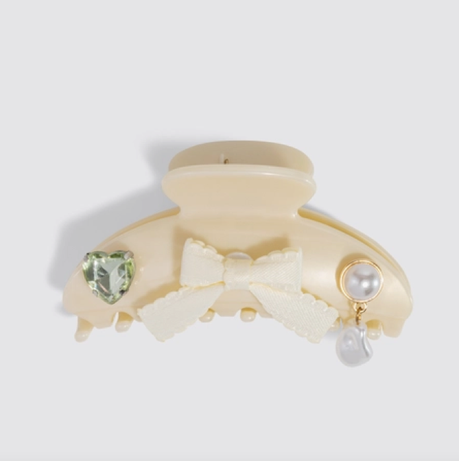 Kitschpop™️ Curved Claw Clip 7pc Set Vintage- Pearlized Cream