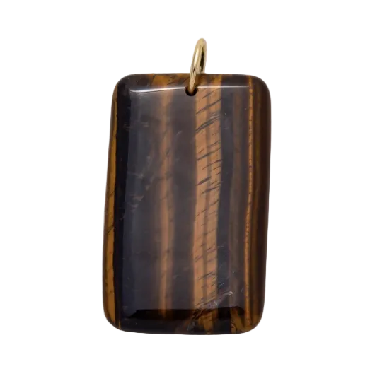 Gemstone Tag Charm in Tigers Eye