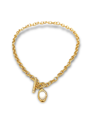 Petit Anjou Double Flat Chain Toggle Necklace - Gold