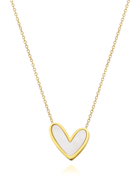 Abigail Mother of Pearl Heart Necklace in Gold
