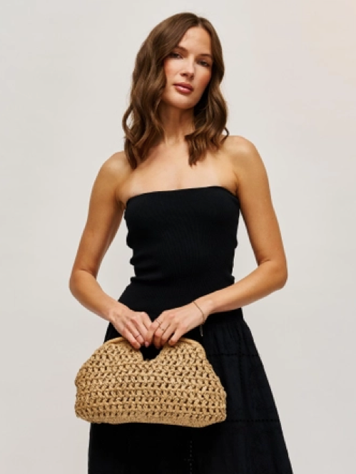 Abigail Straw Clutch in Natural