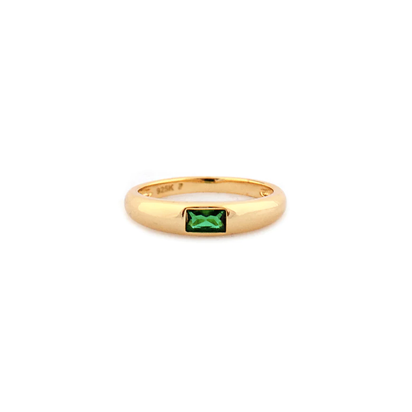 Asscher Baguette Ring in Emerald Green