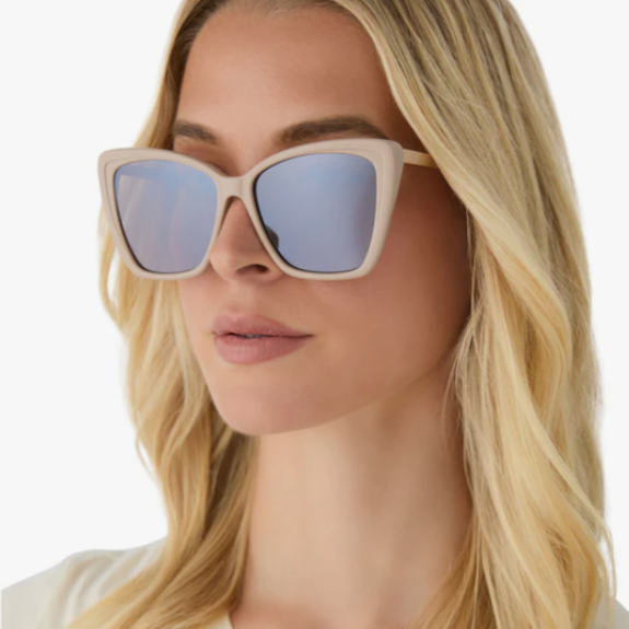 Becky II in Brushed Gold Almond Silver Flash Sunglasses