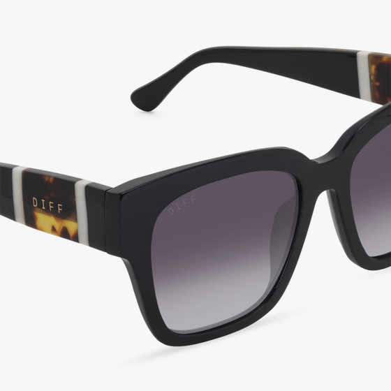 Bella II Black w/ Colorblock Temples Grey Gradient Polarized Sunglasses