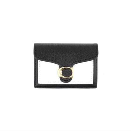 Color Block Card Wallet in Black/ White