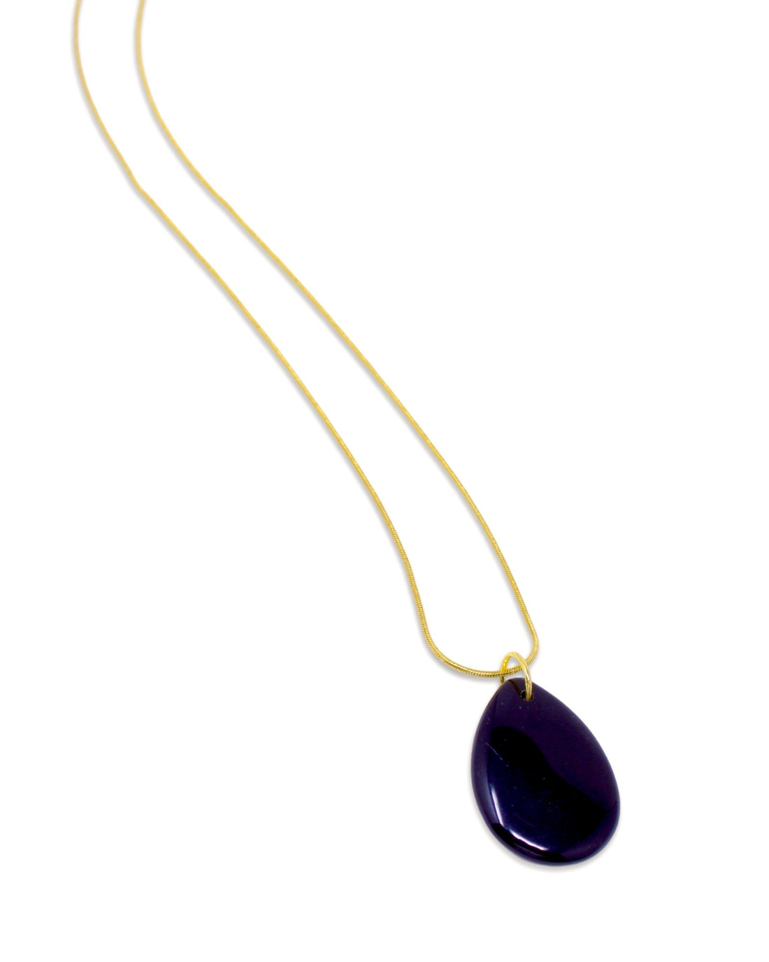Black Stone Necklace in Gold