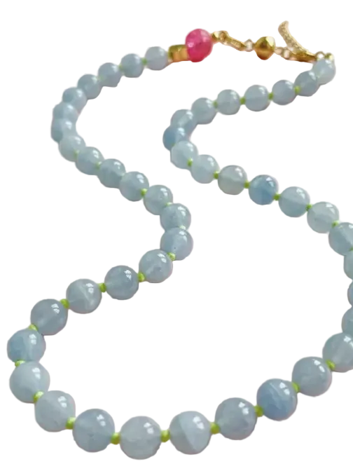 Lola Blue and Green Beaded Necklace