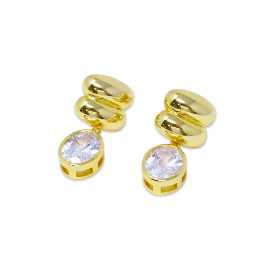 Brianna CZ Drop Earrings in Gold