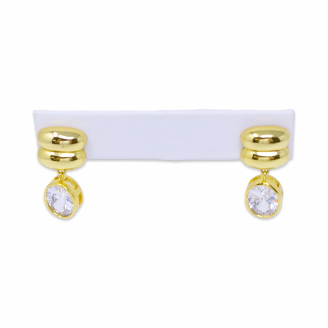 Brianna CZ Drop Earrings in Gold
