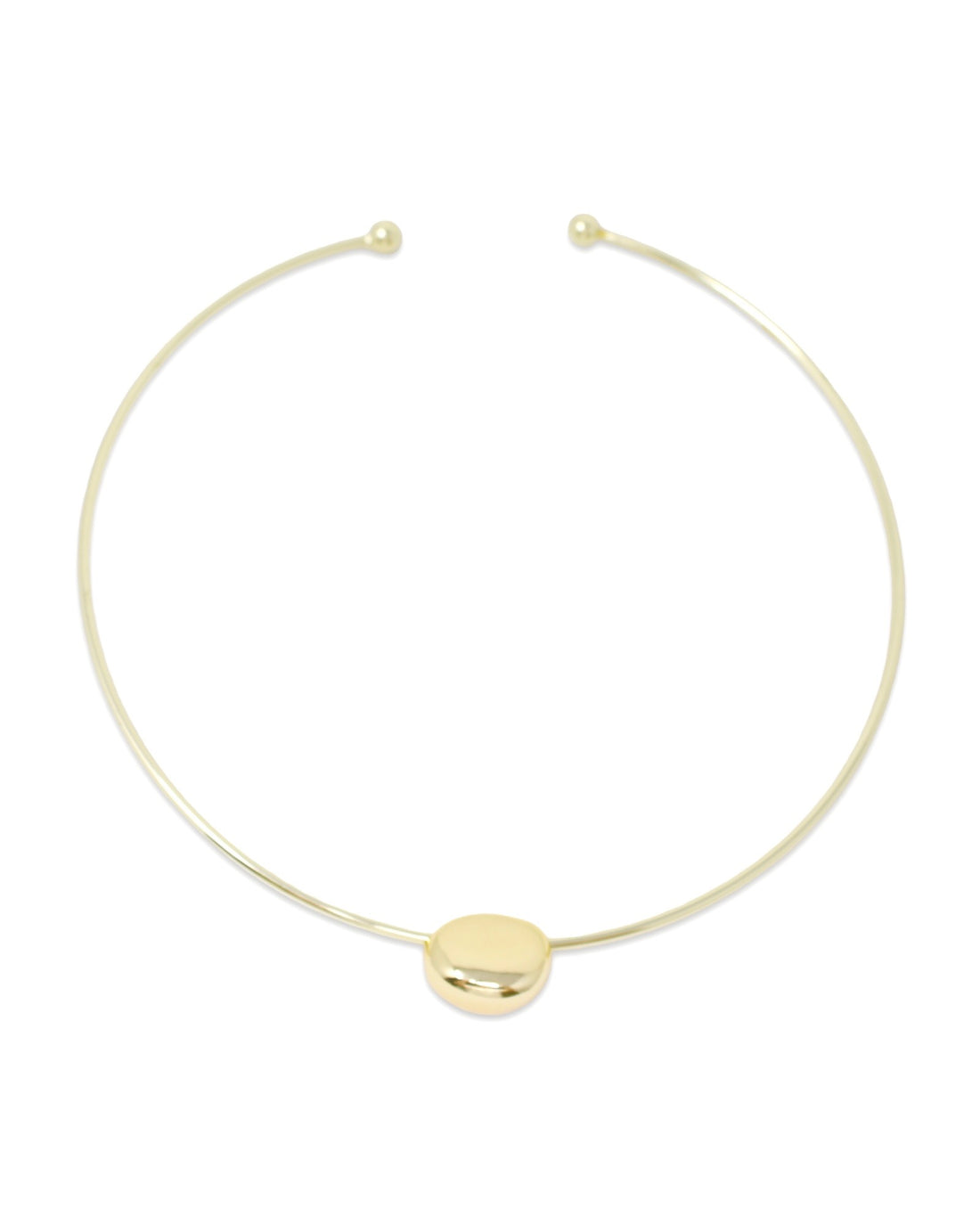 Abstract Bean Cuff Necklace in Gold