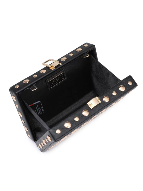 Desi Studded Clutch in Black