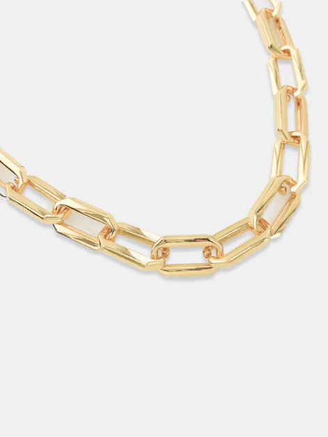 Devon Octagon Chainlink Necklace in Gold