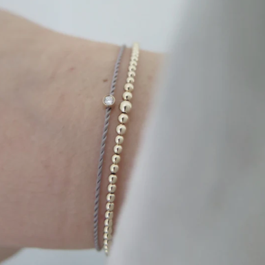 Solitaire Diamond Adjustable Cord Bracelet in Grey