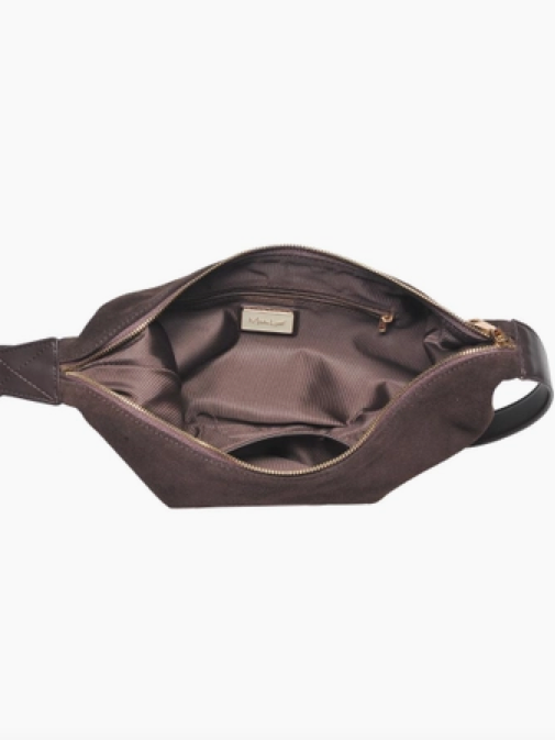 Elodie Suede Shoulder Bag in Chocolate