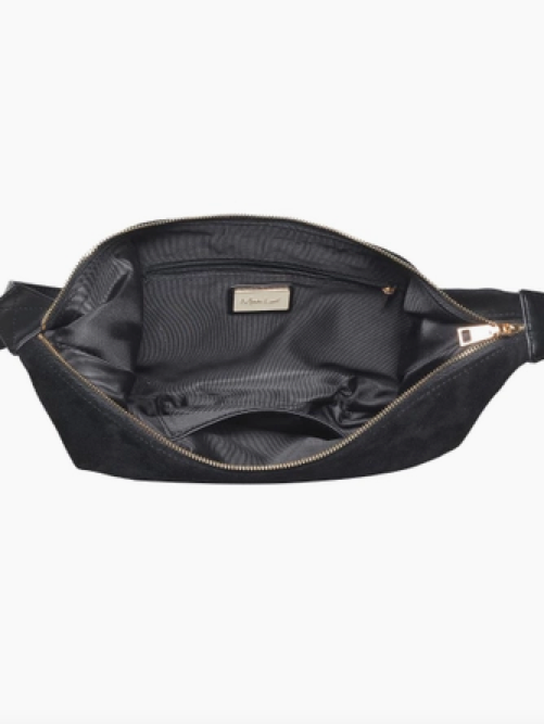 Elodie Suede Shoulder Bag in Black