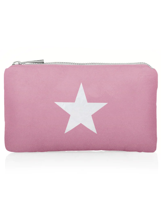 Hi Love Travel Small Zipper Pouch in Fairy Pink with Silver Star