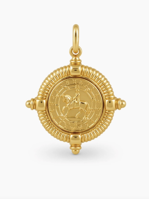 Gold Horse Compass Coin Charm
