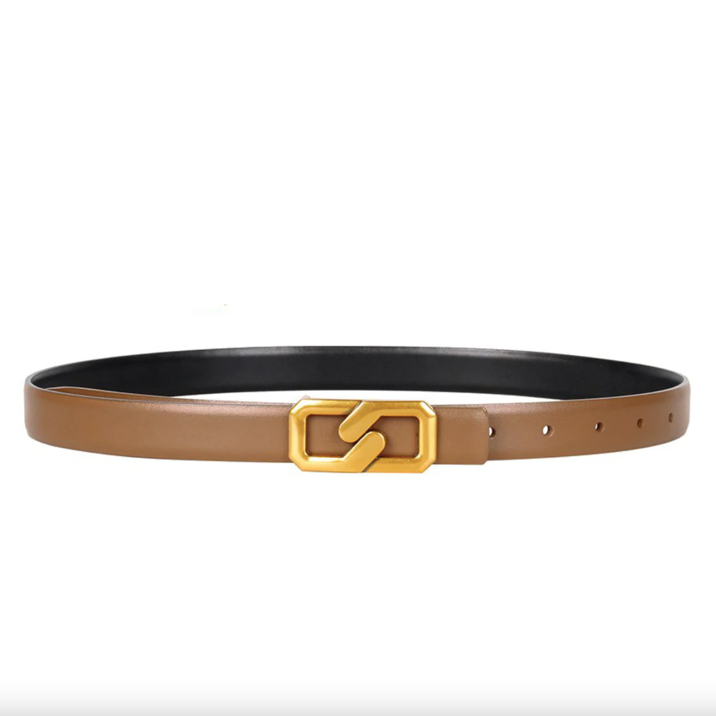 Gold Link Belt in Tan