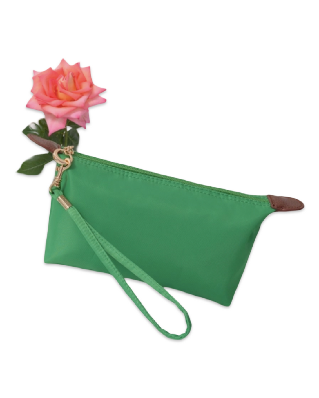 Nylon Wristlet Pouch in Kelly Green
