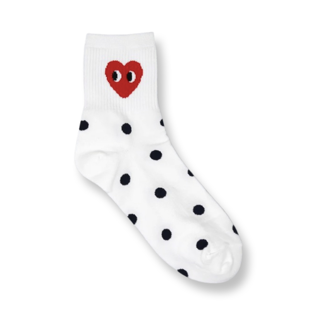 Eye Heart Dots Socks in White