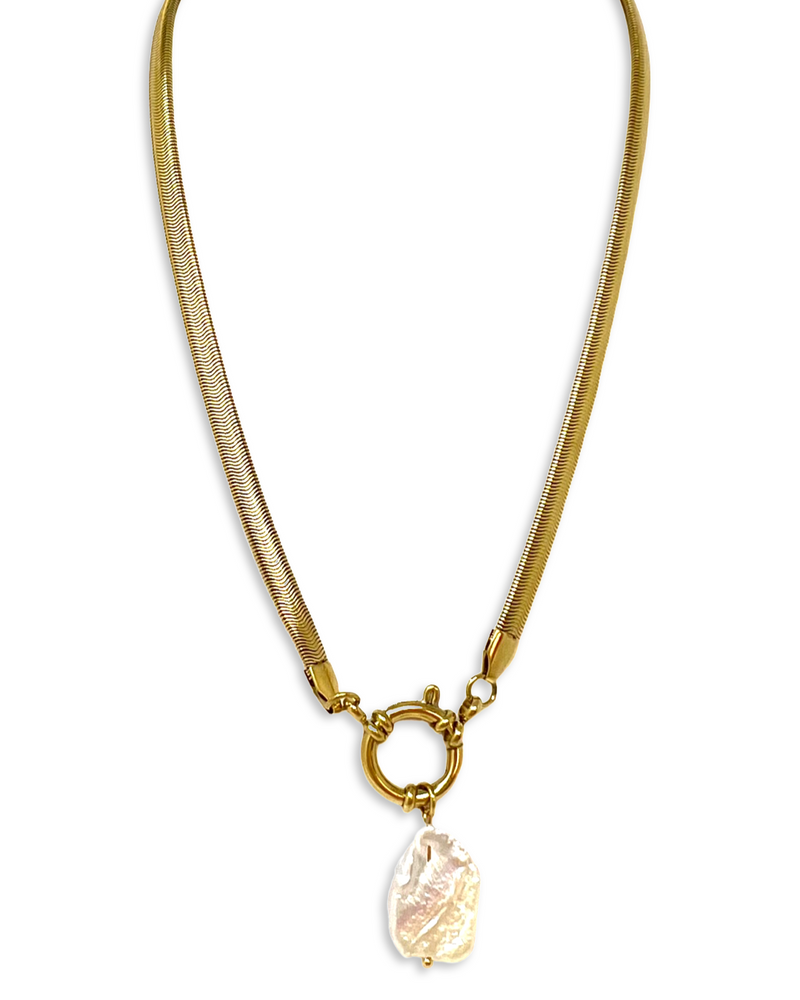 Mother of Pearl Charm Necklace in Gold