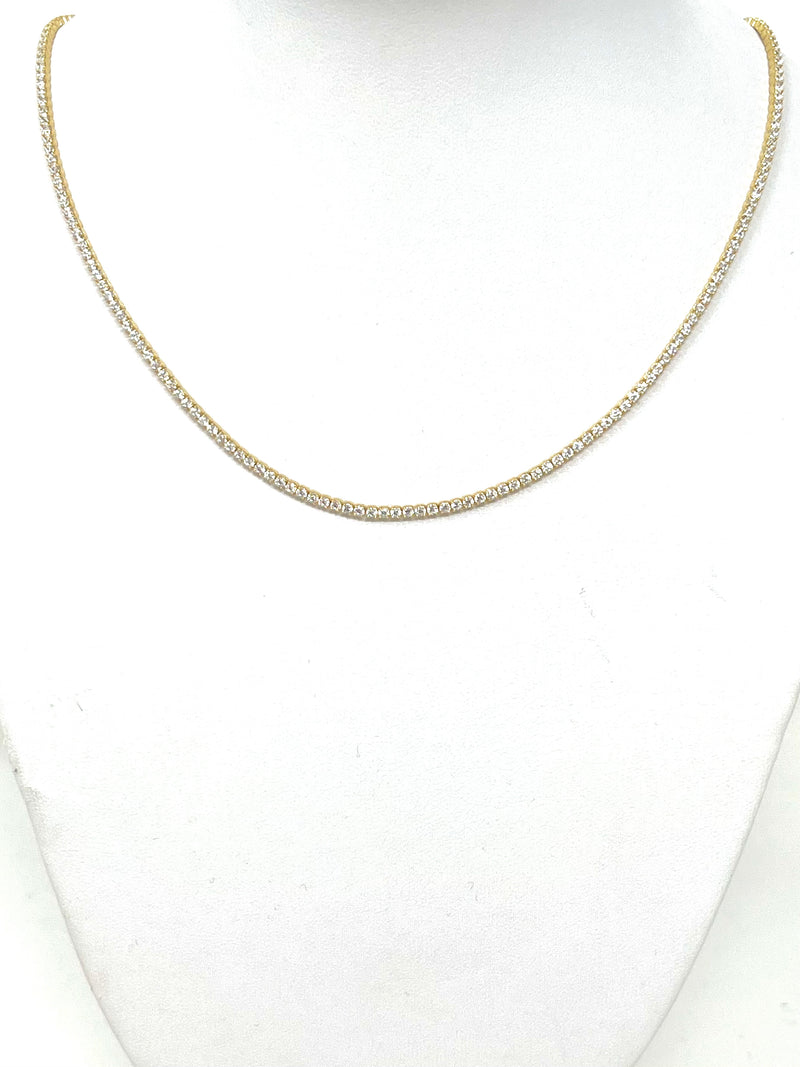 April Tennis Necklace in Gold with Clear Stones