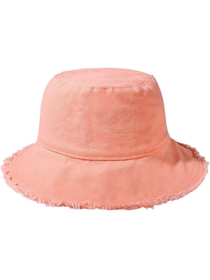 Frayed Canvas Bucket Hat in Peach