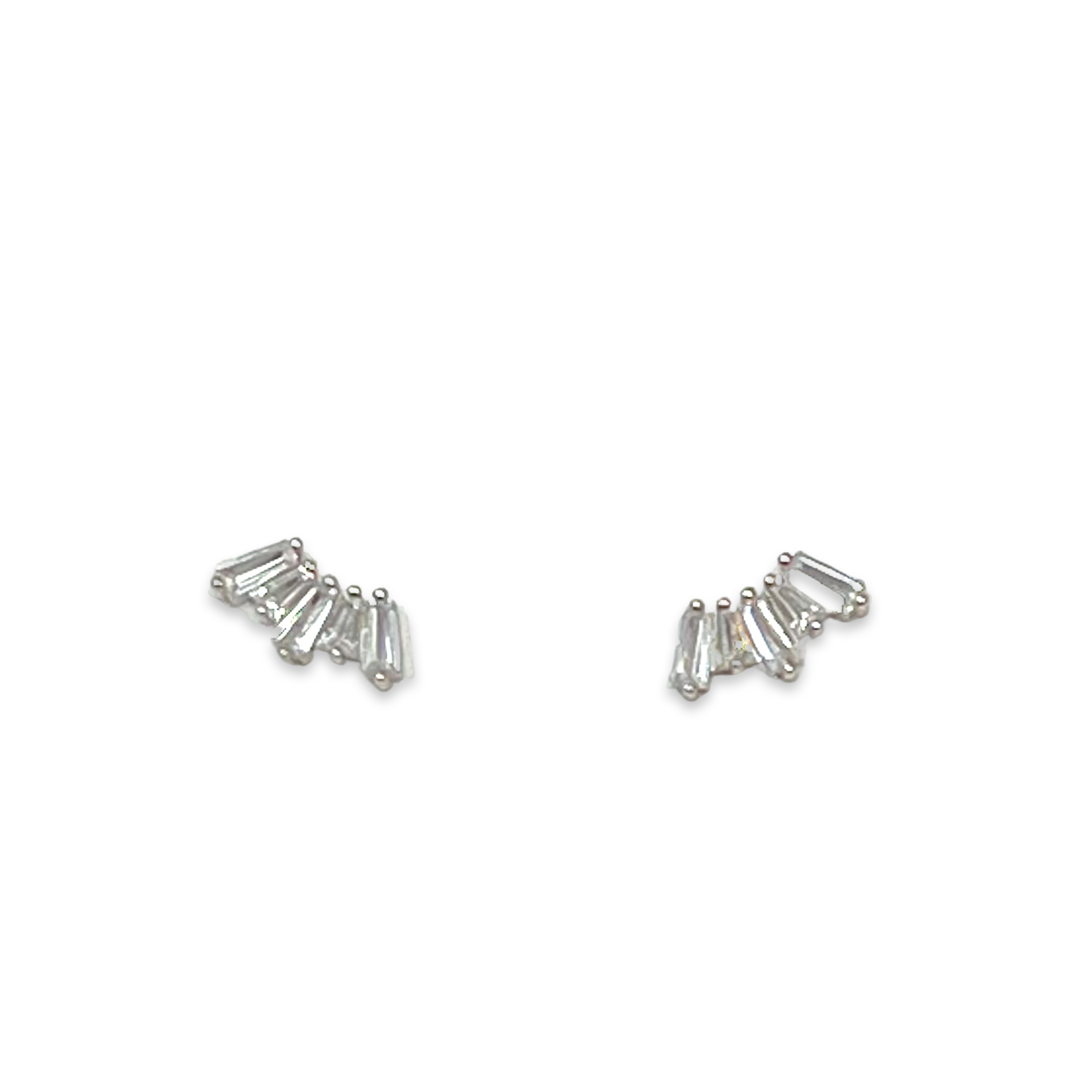 Sophie Baguette Earrings in Silver