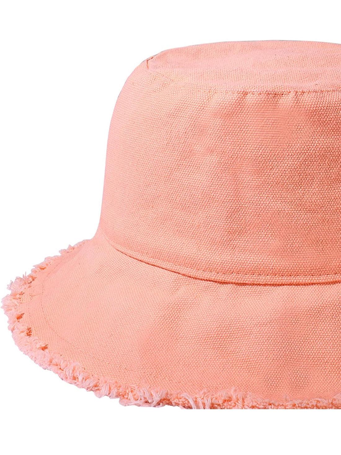 Frayed Canvas Bucket Hat in Peach