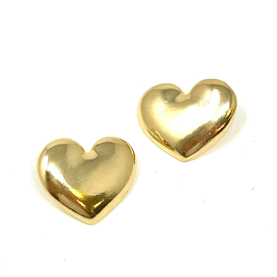 Puffed Heart Earrings in Gold