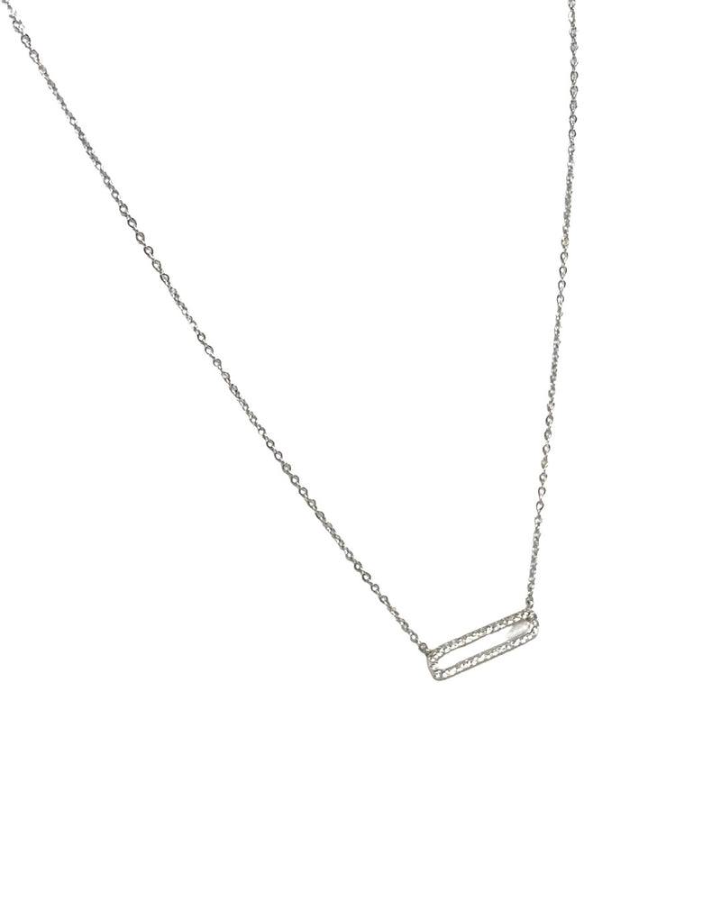 Lizzy Pave Oval Necklace in Silver