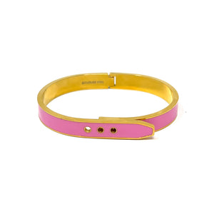 Enamel Belt Cuff Bracelet in Pink