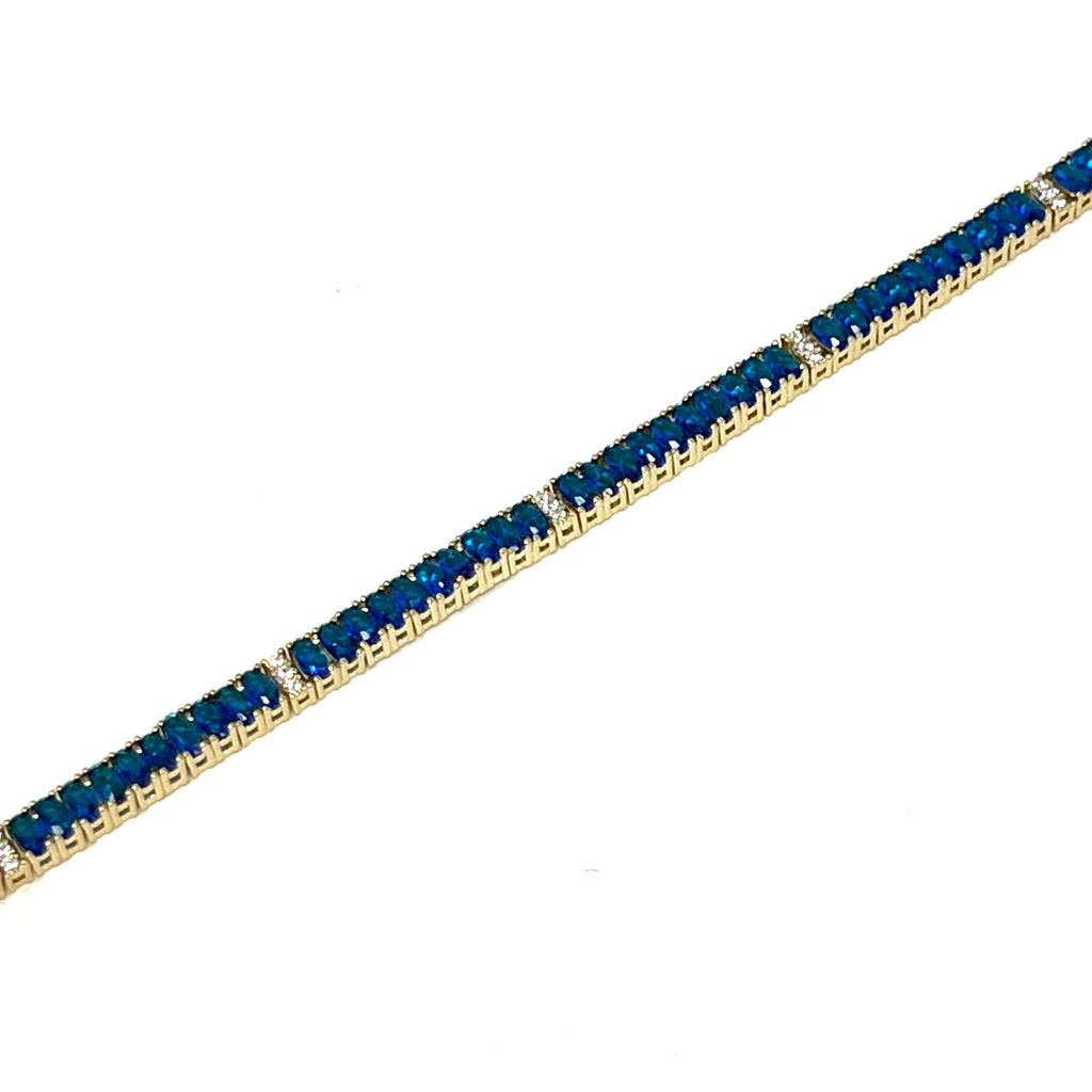 Carly Prong Set Tennis Bracelet in Deep Blue