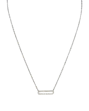 Lizzy Pave Oval Necklace in Silver