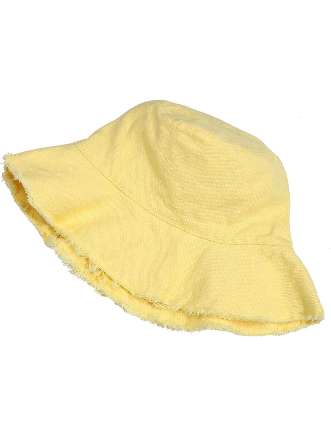 Frayed Canvas Bucket Hat in Yellow
