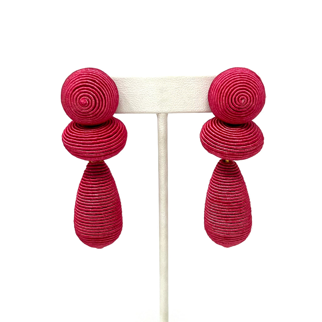 Thread Drop Earrings in Hot Pink