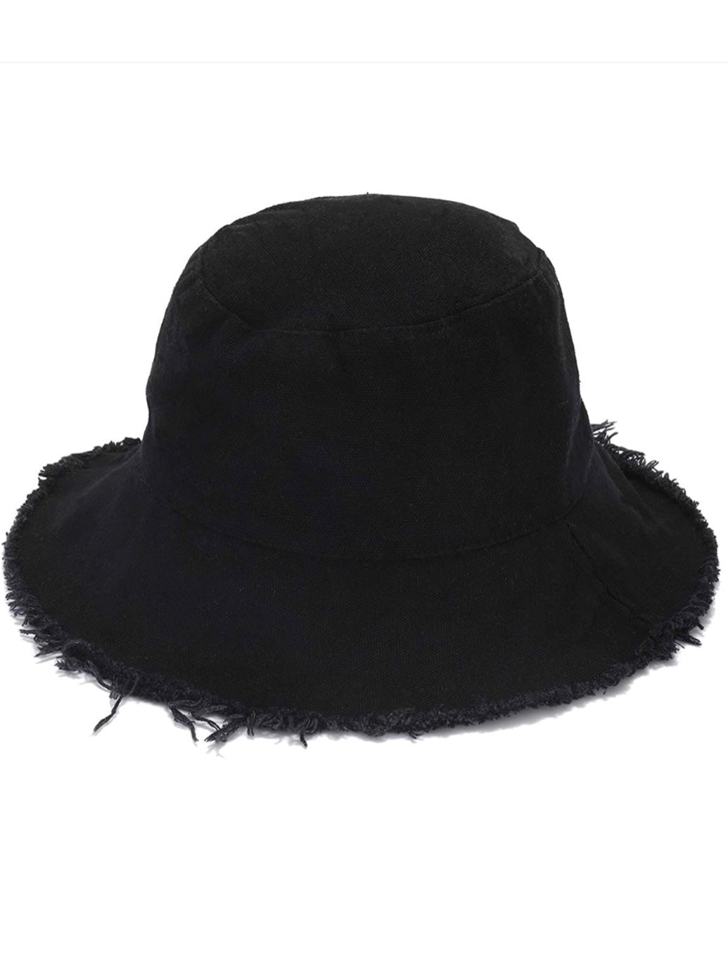 Frayed Canvas Bucket Hat in Black