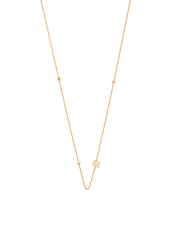 Sideways Initial Gold Necklace with CZ Accents